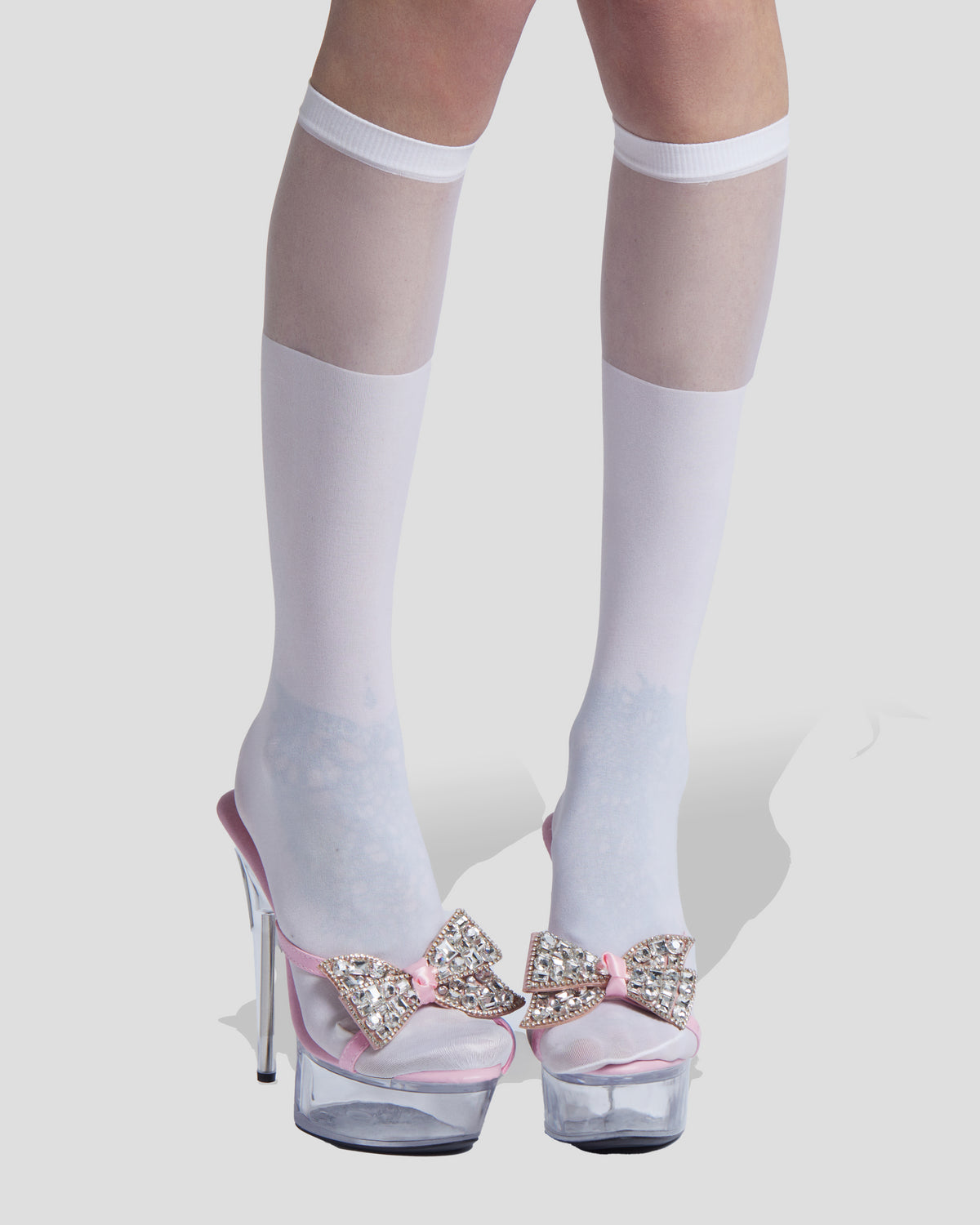 Angel Bow Thigh Highs in Soft White