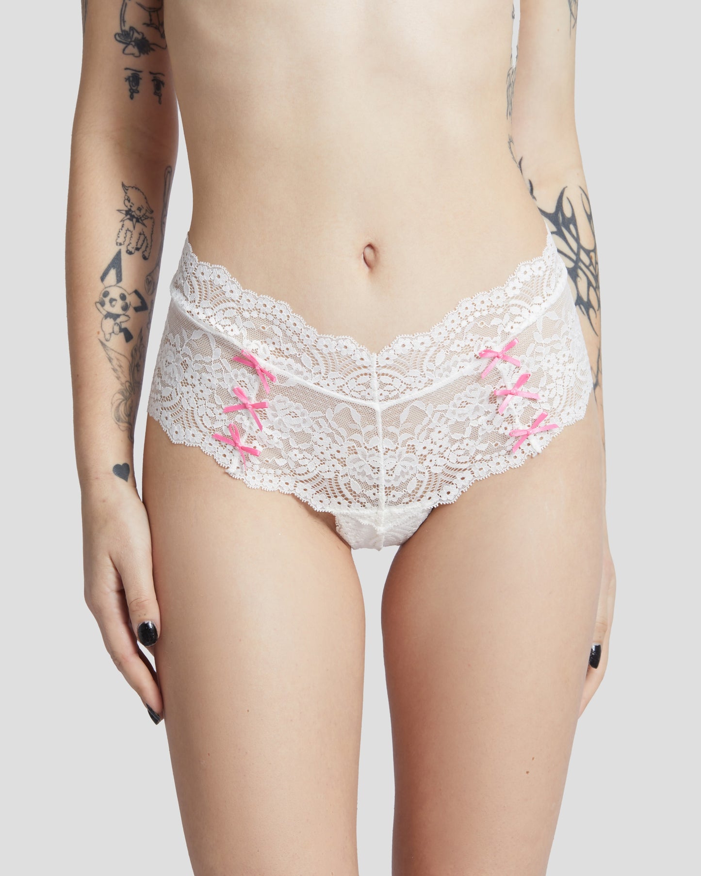 Kitten Bow Lace-Trim Thong