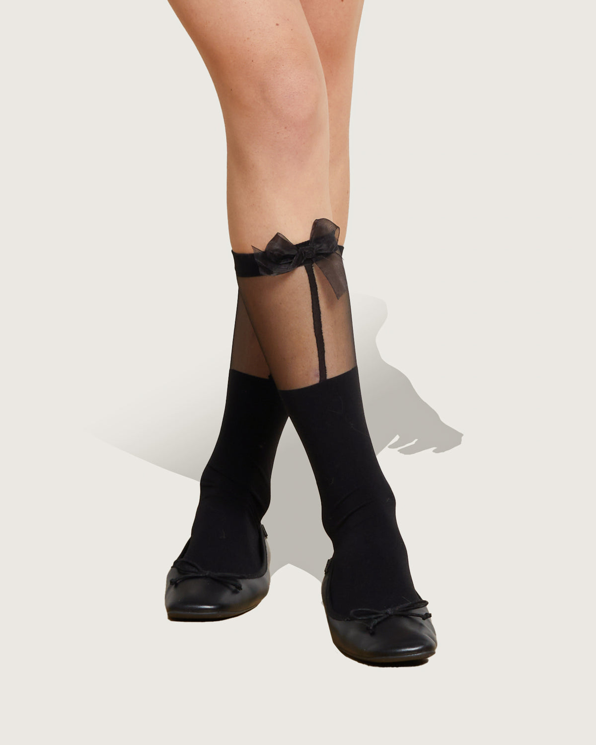 Sheer Bow Shorts Socks in Black