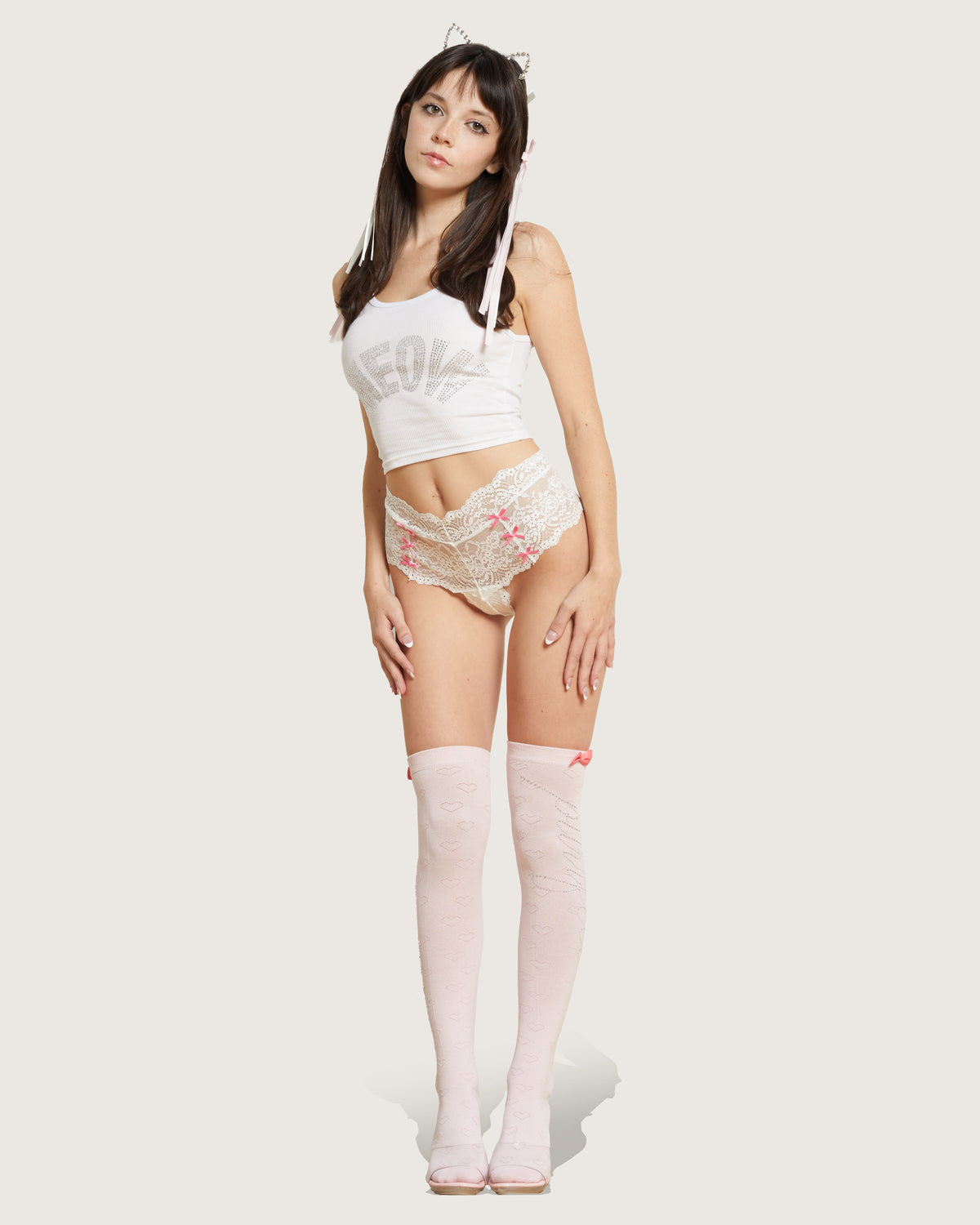 Kitten Bow Lace-Trim Thong, photo 11