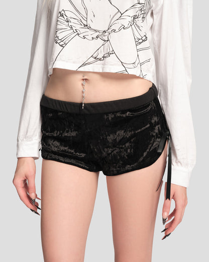 Shorts de terciopelo aplastado Meow