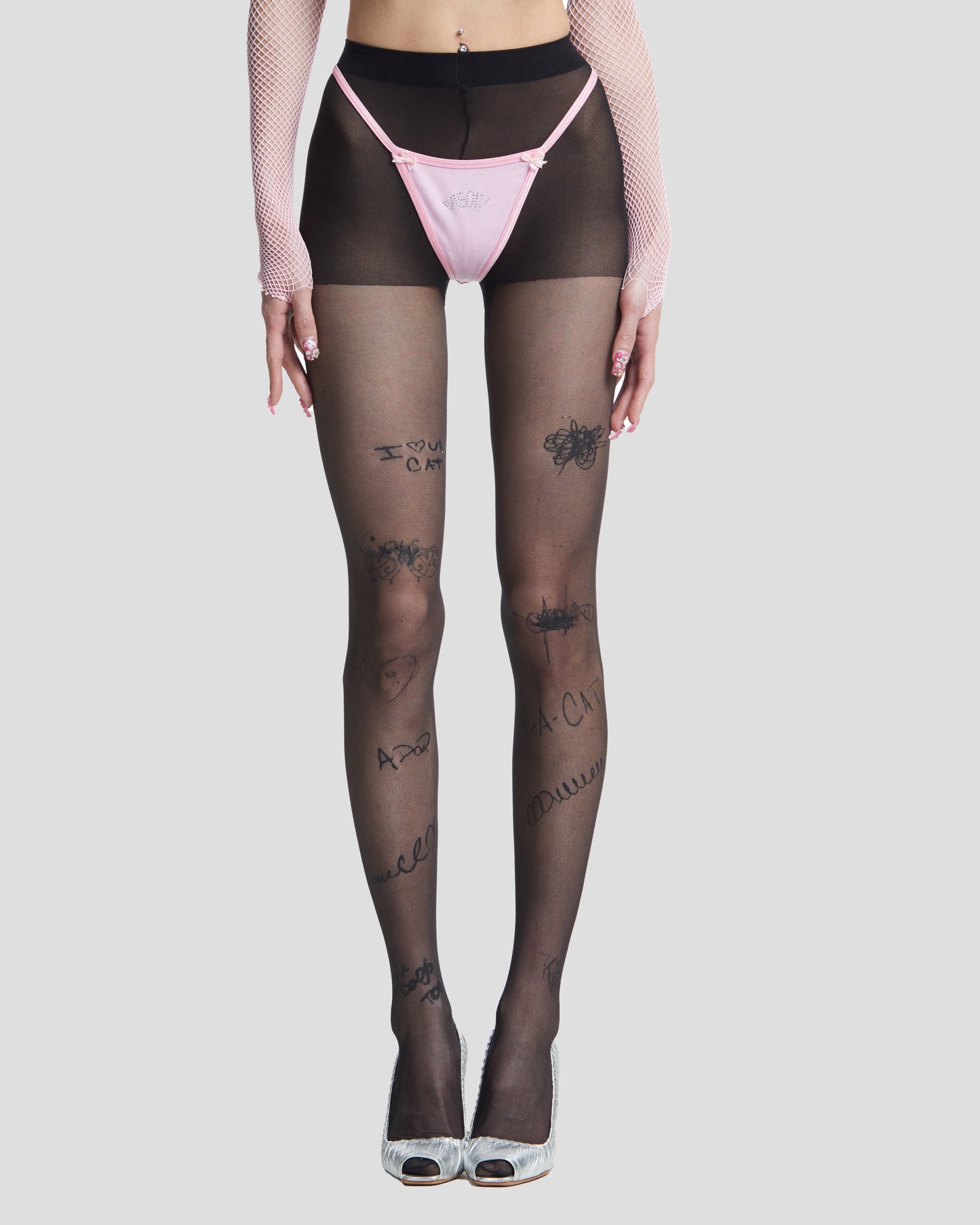 Kitten Graffiti Sheer Tights