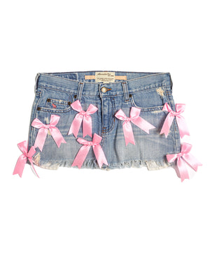 Mini Mini Bow Skirt in Light Denim