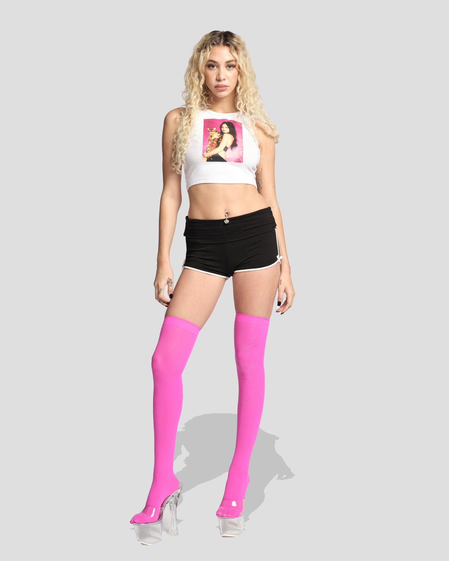 Kitten Stardust Thigh Highs – Hot Pink