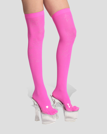 Kitten Stardust Thigh Highs – Hot Pink