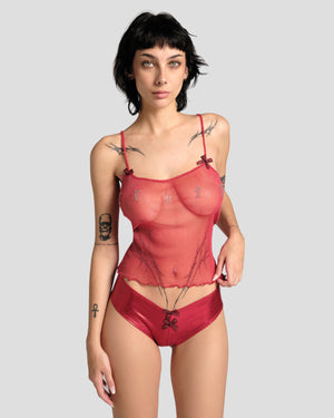 Miss Kitty Lurex Top in Princess Rouge