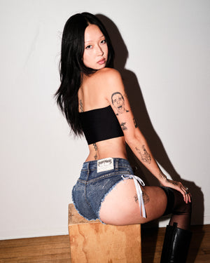 Kitty Girl Daisy Dukes in Vintage Denim