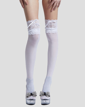 Purrfect Dolly Thigh Highs in White